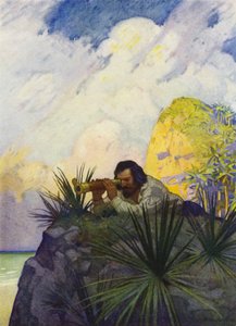 Illusztráció Robinson Crusoe-hoz (színes litó) alkotó: Newell Convers (after) Wyeth