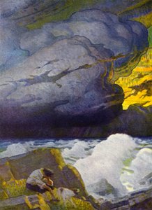 Illusztráció Robinson Crusoe-hoz (színes litó) alkotó: Newell Convers (after) Wyeth