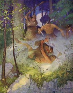 Illusztráció Az utolsó mohikánhoz (színes litó)