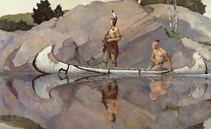 Indiánok kenuban alkotó: Newell Convers Wyeth