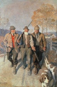 Három vadász és kopó (olaj, vászon) alkotó: Newell Convers Wyeth