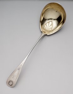 Merőkanál, 1860 körül (érme ezüst és aranyozott) alkotó: Newell Harding and Co.