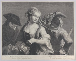 Három félalakos figura egy velencei karneválról, 1750-1822., 1750-1822. alkotó: Niccolò Cavalli