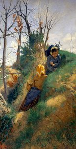 Pásztori jelenet, Niccolo Cannicci (1846-1906), olaj, vászon, 72x38 cm