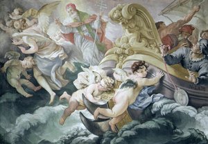 A vihar csodálatos módon elcsendesedett az V. Pius Medallionnal való érintkezéskor alkotó: Niccolo Francesco Lapi