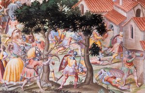 Részlet a freskóról az 1431-es la higueruela-i csata Csatacsarnokában