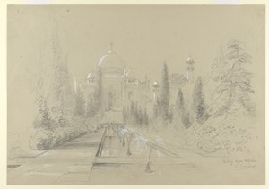 A Taj Mahal, Agra, 1870. január 24. (ceruza fehér kiemeléssel a papíron)