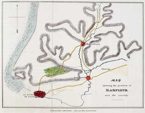 "Harfleur és a környék helyzetét bemutató térkép.", illusztráció az "Agincourt-i csata és Ötödik Henrik franciaországi expedíciójának története..." című könyvből. alkotó: Nicholas Harris Nicolas