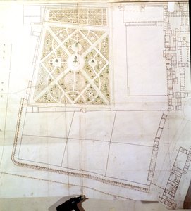 A The Wilderness, Hampton Court helyszínrajza és felmérése, 1710-14 körül (toll és tinta, wc, papír) alkotó: Nicholas Hawksmoor