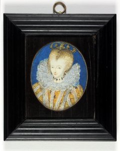 Egy hölgy, amelyet hagyományosan I. Erzsébet királynőként azonosítanak, amikor hercegnő (zománc) alkotó: Nicholas Hilliard