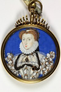 Egy hölgy, amelyet hagyományosan I. Erzsébetként azonosítanak (akvarell és testfesték pergamen) alkotó: Nicholas Hilliard