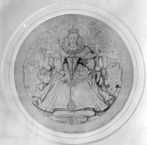 I. Erzsébet királynő ír nagy pecsétjének előlapja, 1584 körül (toll, tinta és grafit pergamen) alkotó: Nicholas Hilliard
