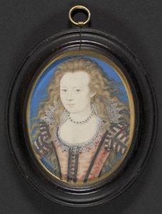 Hölgy portréja, 1605-1010 körül (guache és vellum kártyára fektetve) alkotó: Nicholas Hilliard