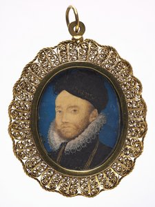 Férfi portré, 1590 körül (velumen, későbbi aranyozott fémkeretben) alkotó: Nicholas Hilliard