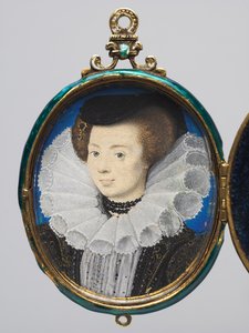Női portré, 1593 körül (akvarell pergamen, arany és zománcozott medál keretben) alkotó: Nicholas Hilliard