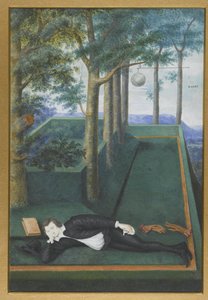 Fekvő nemes portréja egy benőtt udvarban; Henry Percy, Northumberland 9. grófjának portréja alkotó: Nicholas Hilliard
