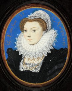 Ismeretlen nő csipke sapkával alkotó: Nicholas Hilliard