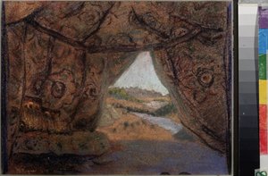 Felkészítő díszlet Miklós (Nikolaj) Rimszkij Korszakov (1844-1908) La Pskovitaine (Pszkov leánya) című operájához. Nicholas Roerich (1874-1947) alkotása, pasztell kartonon alkotó: Nicholas Roerich