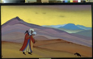 Khosrow és Shirin. Perzsa legenda 13. század: szerelmi történet II. Khosrow szászánida király és Shirin keresztény hercegnő között. Nicholas Roerich (1874-1947) festménye, tempera, vászon alkotó: Nicholas Roerich