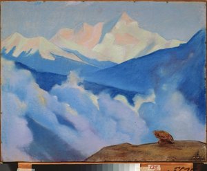 A Himalája (Tibet). Nicholas Roerich (1874-1947) munkája, tempera kartonon alkotó: Nicholas Roerich