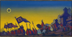 Igor kampánya. A 12. századi szláv irodalom által ihletett epikus költemény Igor Szvjatoszlavics, a bátor (1151-1201 vagy 1202) herceg katonai tényein alapul. Nicolas Roerich (1874-1947) alkotása, tempera, vászon alkotó: Nicholas Roerich