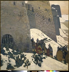 Az óra. Nicholas Roerich (1874-1947) festménye, olaj, vászon alkotó: Nicholas Roerich