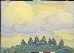 A nagy áldozat: dekoráció Igor Sztravinszkij "A tavasz rítusa" című balettjéhez, 1910 alkotó: Nicholas Roerich