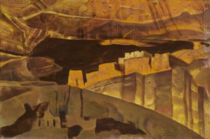 Fehér Ház romjai a Canyon De Chellyben, 1921 alkotó: Nicholas Roerich