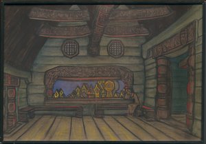 Jaroszlavna toronyszobája, dekoráció Borodin „Igor herceg” című operájához, 1914 alkotó: Nicholas Roerich