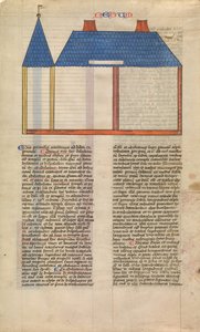 Salamon templomának magaslata, a Postilla hat illusztrált levelének egyike..., kb. 1360-1380. alkotó: Nicholas of Lyra