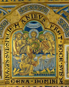 Az utolsó vacsora, a verduni oltárról ... alkotó: Nicholas of Verdun