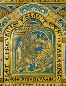 Izsák körülmetélése ... (zománc aranyozott rézre) alkotó: Nicholas of Verdun