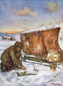 Norvégia: Horgászat a jégen keresztül a Christiania Fjordon (színes litó) alkotó: Nico Jungman
