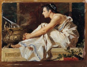 Földrajzi tanulmány, Nicolo Barabino (1832-1891), olaj, panel