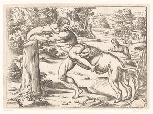 Croton Milót megtámadta egy oroszlán alkotó: Nicolò Boldrini (attributed to)