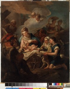 ""Adoration of the Christ Child"" (The Adoration of the Christ Child) Nicola Grassi (1682-1748) festménye, 18. század Mikalojus Konstantinas Ciurlionis Szépművészeti Múzeum, Kaunas, Litvánia alkotó: Nicolò Grassi