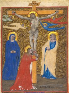 Egyetlen levél egy misekönyvből: A keresztre feszítés, c. 1390. alkotó: Nicolò da Bologna