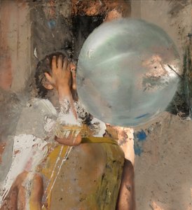 Bubble VI (Ülő lány), 2020 (olaj, réz)