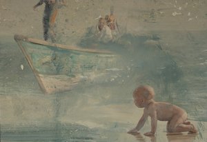 Gyermek a tengerparton, 2016 (olaj, vászon) alkotó: Nicola Pucci