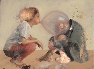 Guggoló gyerekek - buborék 2, 2020 (olaj, réz) alkotó: Nicola Pucci