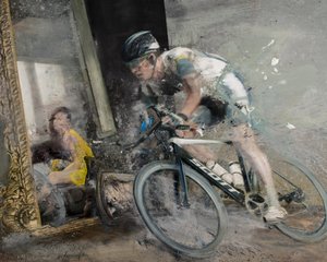 Kerékpáros tükörrel, 2021 (olaj, vászon) alkotó: Nicola Pucci