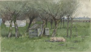 Farmyard fekvő disznóval alkotó: Nicolaas Bastert