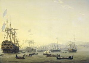 Haditanács a „Queen Charlotte” fedélzetén, Lord Exmouth parancsnoksága alatt Algír bombázása előtt, 1816. augusztus 26. Négy epizód az angol-holland flotta jelenléte során az Algír-öbölben, 1816. augusztus 26-27. (sorozat címe)