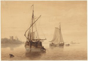 Folyói táj néhány hajóval alkotó: Nicolaas Johannes Roosenboom