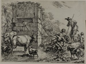 Tehén ivás alkotó: Nicolaes Berchem