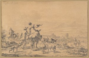 Pásztorok olasz tájon alkotó: Nicolaes Berchem