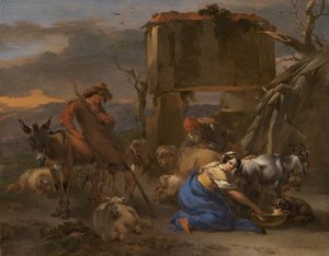 Pásztori jelenet egy kecskét fejő pásztorlánnyal, 166570.