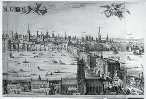 Egyesült Királyság, Anglia, kilátás a londoni városra a londoni híddal alkotó: Nicolaes Jansz (1586-1652) Visscher