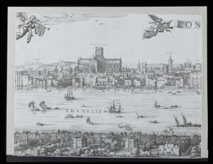 Panoráma Londonról és a Temzéről, második rész a Szent Pál-székesegyház és a Globe Színház bemutatásával, c. 1600 (lásd még: 64730-32) (a részleteket lásd: 92085)