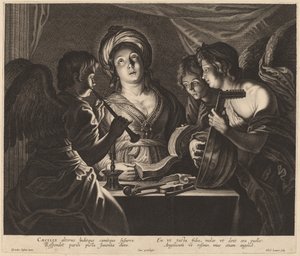 Szent Cecília Mennyei zenészek kíséretében alkotó: Nicolaes Lauwers after Gerard Seghers